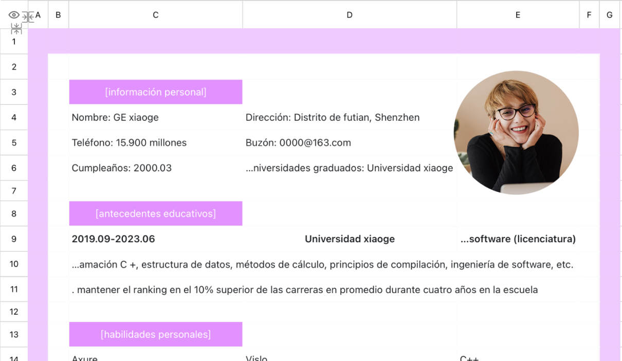 Currículum simple de pasante corporativo